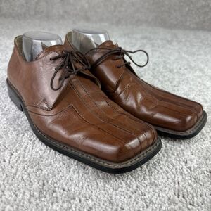 Giovanni‎ Men's Size 10 Brown Leather Dress Shoes Lace Up Square Toe 17396